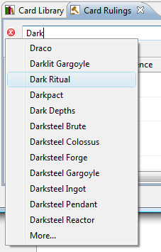 Card Rulings view search hints