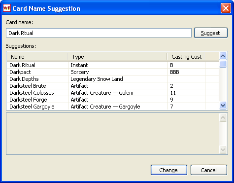 More... suggestions dialog