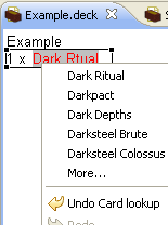 Right click card name suggestions